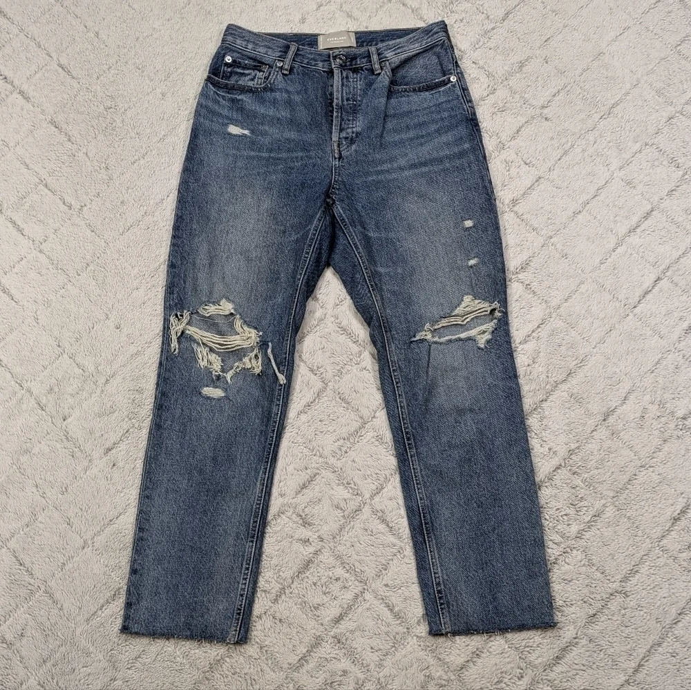 Everlane Jeans Women's 26 Blue Medium Wash The Cheeky Crop Raw Hem Cotton